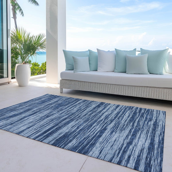 Homeroots 3' Abstract Washable Indoor Outdoor Area Rug - Durable, Stylish, And Easy To Maintain For Any Space Blue Polyester 613084