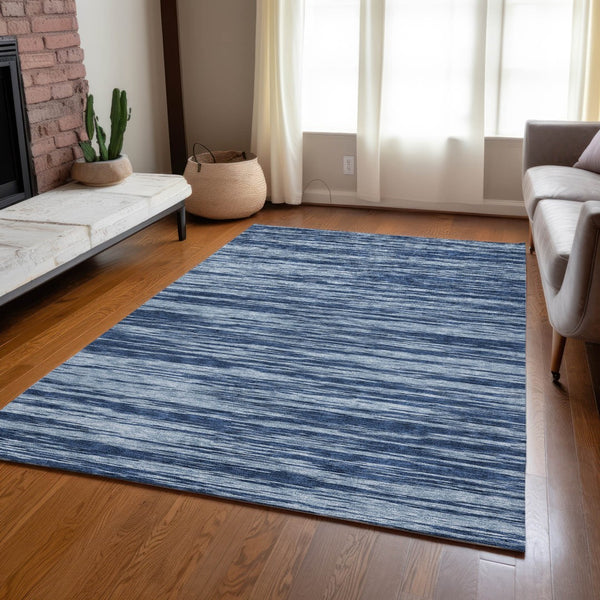 Homeroots 3' Abstract Washable Indoor Outdoor Area Rug - Durable, Stylish, And Easy To Maintain For Any Space Blue Polyester 613084