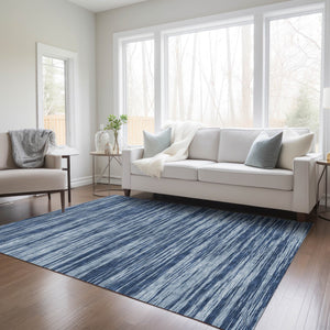 Homeroots 3' Abstract Washable Indoor Outdoor Area Rug - Durable, Stylish, And Easy To Maintain For Any Space Blue Polyester 613084