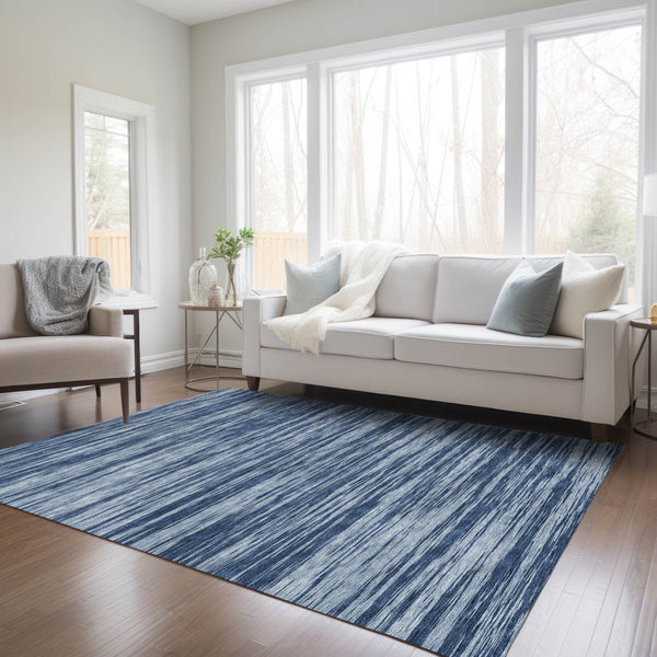 Homeroots 3' Abstract Washable Indoor Outdoor Area Rug - Durable, Stylish, And Easy To Maintain For Any Space Blue Polyester 613084