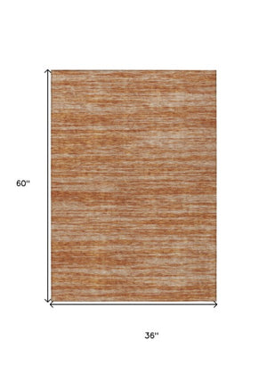 Homeroots 3' Abstract Washable Indoor Outdoor Area Rug - Durable, Stylish, And Easy To Maintain For Any Space Copper Polyester 613085