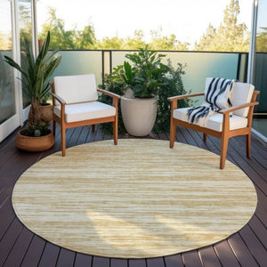 Homeroots 3' Abstract Washable Indoor Outdoor Area Rug - Durable, Stylish, And Easy To Maintain For Any Space Gold Polyester 613093