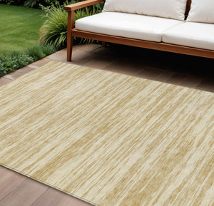 Homeroots 3' Abstract Washable Indoor Outdoor Area Rug - Durable, Stylish, And Easy To Maintain For Any Space Gold Polyester 613094