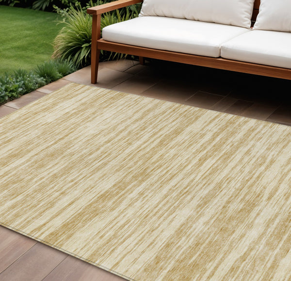 Homeroots 3' Abstract Washable Indoor Outdoor Area Rug - Durable, Stylish, And Easy To Maintain For Any Space Gold Polyester 613096