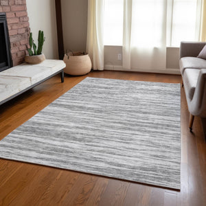 Homeroots 3' Abstract Washable Indoor Outdoor Area Rug - Durable, Stylish, And Easy To Maintain For Any Space Gray Polyester 613097