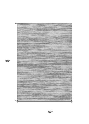Homeroots 3' Abstract Washable Indoor Outdoor Area Rug - Durable, Stylish, And Easy To Maintain For Any Space Gray Polyester 613098