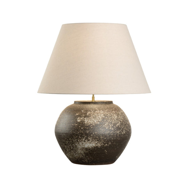 Wildwood Mako Hand-Turned Shigaraki Table Lamp With Sanded Brown Splatter Glaze — Sculptural, Large-Scale Accent Lighting 61310-2