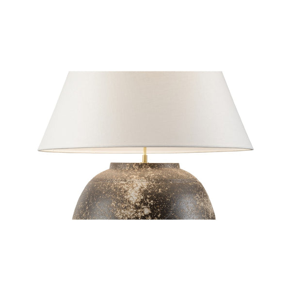 Wildwood Mako Hand‑Turned Table Lamp — Shigaraki Ceramic, Sanded Brown Splatter Glaze, Large Sculptural Accent (28"H) 61310