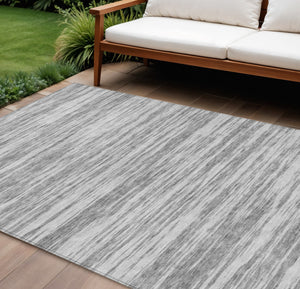 Homeroots 3' Abstract Washable Indoor Outdoor Area Rug - Durable, Stylish, And Easy To Maintain For Any Space Gray Polyester 613100