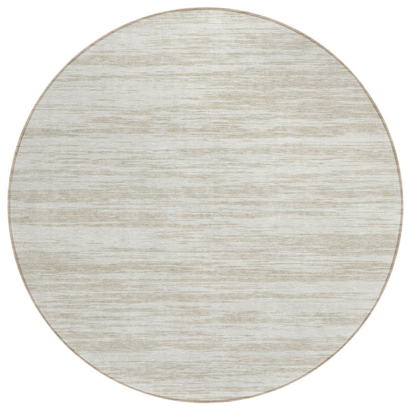 HomeRoots 5' Ivory and Beige Abstract Area Rug – Durable, Washable, Versatile Indoor/Outdoor Design for Any Space 8' Round 613105