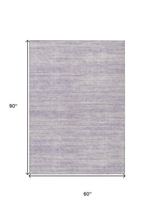 Homeroots 3' Abstract Washable Indoor Outdoor Area Rug - Durable, Stylish, And Easy To Maintain For Any Space Lavender Polyester 613110