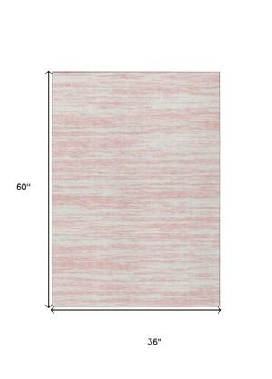 Homeroots 3' Abstract Washable Indoor Outdoor Area Rug - Durable, Stylish, And Easy To Maintain For Any Space Pink Polyester 613115