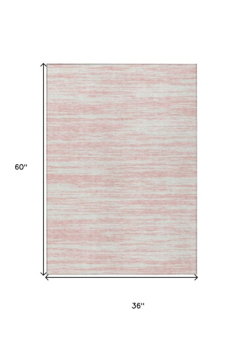 Homeroots 3' Abstract Washable Indoor Outdoor Area Rug - Durable, Stylish, And Easy To Maintain For Any Space Pink Polyester 613115