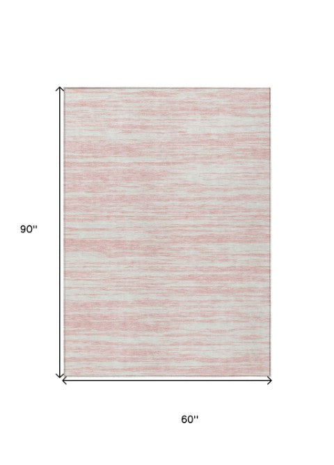 Homeroots 3' Abstract Washable Indoor Outdoor Area Rug - Durable, Stylish, And Easy To Maintain For Any Space Pink Polyester 613116