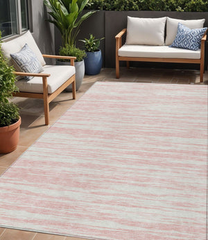 Homeroots 3' Abstract Washable Indoor Outdoor Area Rug - Durable, Stylish, And Easy To Maintain For Any Space Pink Polyester 613116