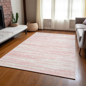 Homeroots 3' Abstract Washable Indoor Outdoor Area Rug - Durable, Stylish, And Easy To Maintain For Any Space Pink Polyester 613119