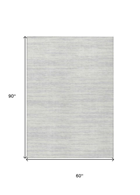 Homeroots 3' Abstract Washable Indoor Outdoor Area Rug - Durable, Stylish, And Easy To Maintain For Any Space Silver Polyester 613122