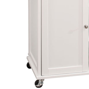 English Elm Natural 2-Door Kitchen Cart with Drawers, Casters & Open Shelves — Rustic White Top Storage Organizer, Versatile Utility for Utensils, Linens & Appliances (47" W x 34" H) B062P209305