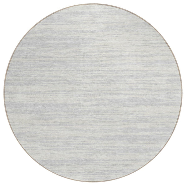HomeRoots 5' Silver and Ivory Abstract Area Rug - Modern, Washable, Durable for Indoor and Outdoor Spaces 8' Round 613123
