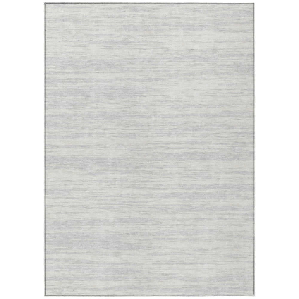 HomeRoots 5' Silver and Ivory Abstract Area Rug - Modern, Washable, Durable for Indoor and Outdoor Spaces 9' X 12' 613125