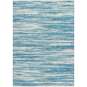 Homeroots 3' Abstract Washable Indoor Outdoor Area Rug - Durable, Stylish, And Easy To Maintain For Any Space Teal Blue Polyester 613127