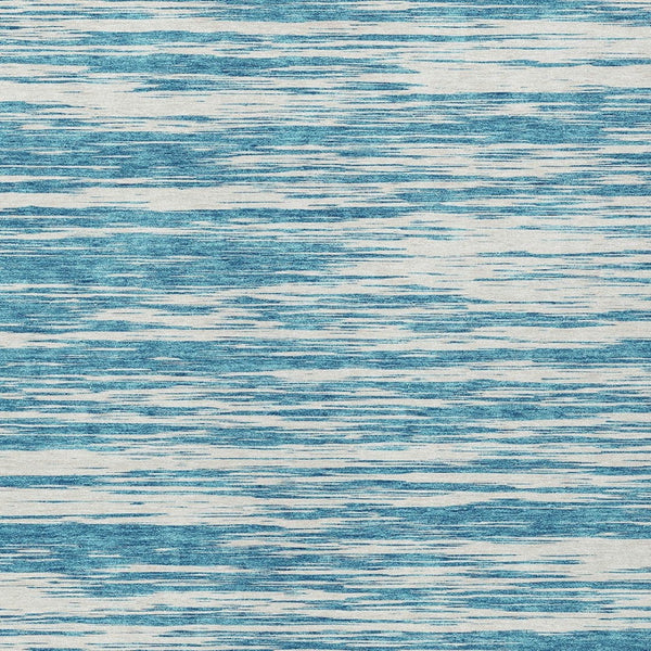 Homeroots 3' Abstract Washable Indoor Outdoor Area Rug - Durable, Stylish, And Easy To Maintain For Any Space Teal Blue Polyester 613128