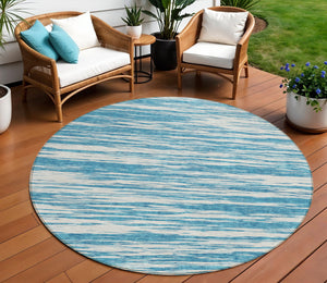 Homeroots 3' Abstract Washable Indoor Outdoor Area Rug - Durable, Stylish, And Easy To Maintain For Any Space Teal Blue Polyester 613129
