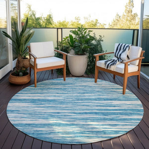 Homeroots 3' Abstract Washable Indoor Outdoor Area Rug - Durable, Stylish, And Easy To Maintain For Any Space Teal Blue Polyester 613129