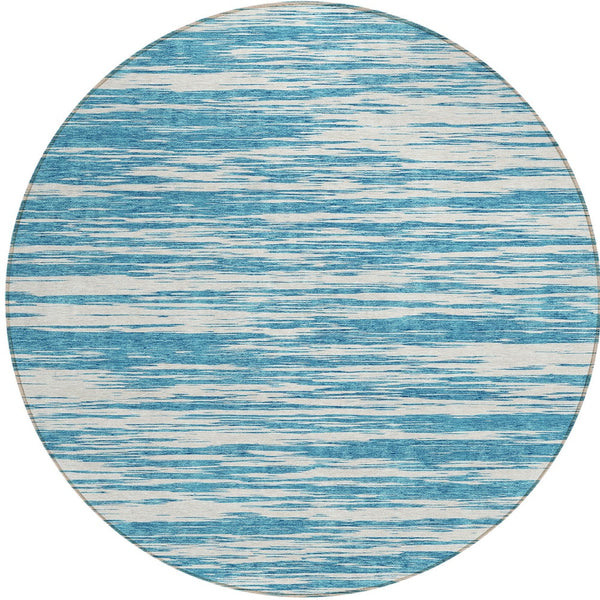 Homeroots 3' Abstract Washable Indoor Outdoor Area Rug - Durable, Stylish, And Easy To Maintain For Any Space Teal Blue Polyester 613129