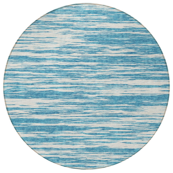Homeroots 3' Abstract Washable Indoor Outdoor Area Rug - Durable, Stylish, And Easy To Maintain For Any Space Teal Blue Polyester 613129