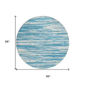 Homeroots 3' Abstract Washable Indoor Outdoor Area Rug - Durable, Stylish, And Easy To Maintain For Any Space Teal Blue Polyester 613129