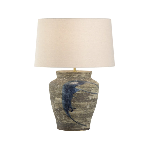 Wildwood Riku Hand‑Turned Ceramic Table Lamp With Indigo Drip Glaze — Shigaraki-Inspired Sculptural Accent 61313-2