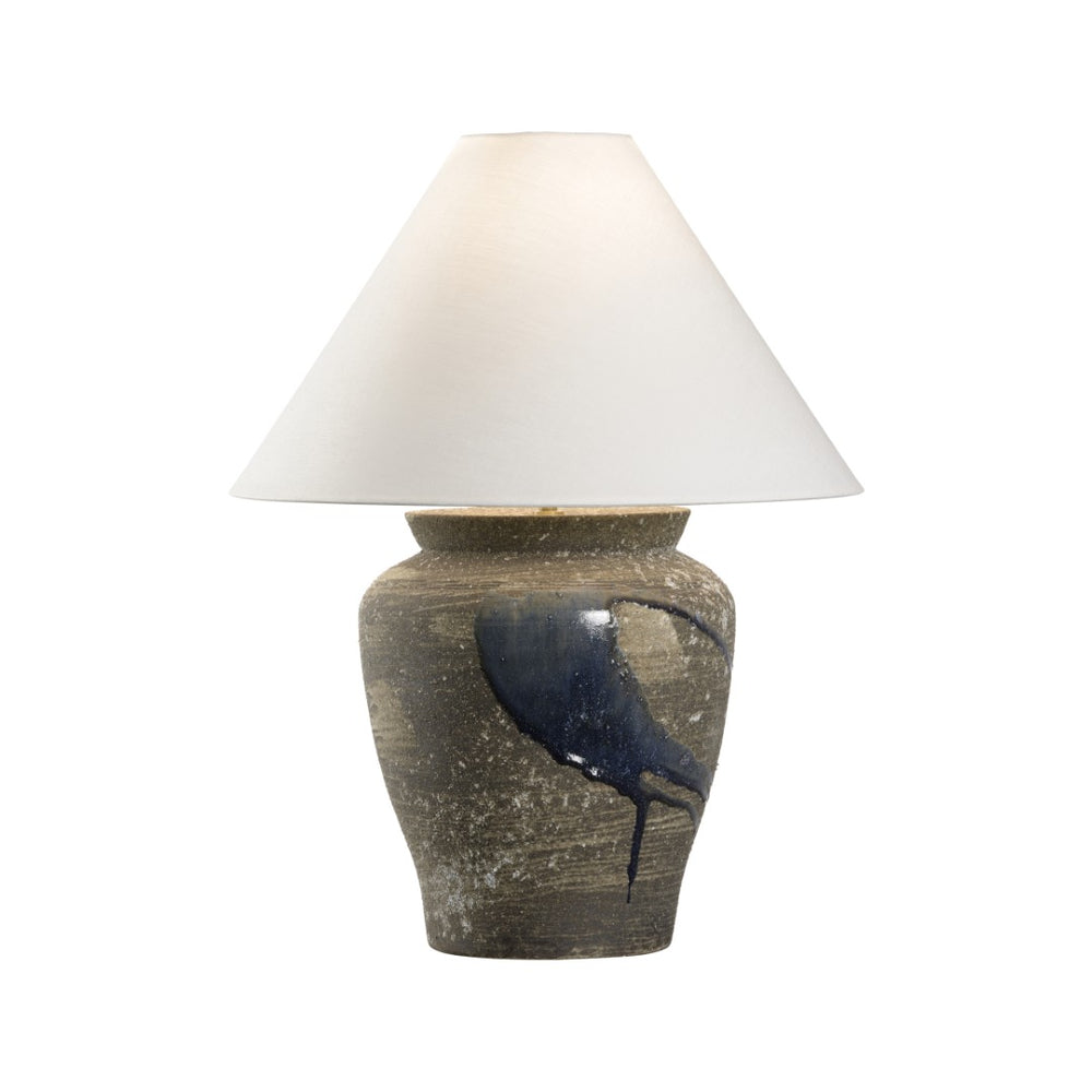 Wildwood Riku Hand-Turned Ceramic Table Lamp With Indigo Drip Glaze — Shigaraki-Inspired Sculptural Ambient Light 61313