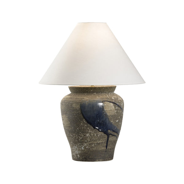Wildwood Riku Hand-Turned Ceramic Table Lamp With Indigo Drip Glaze — Shigaraki-Inspired Sculptural Ambient Light 61313