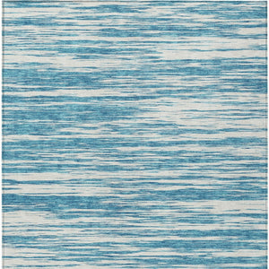 Homeroots 3' Abstract Washable Indoor Outdoor Area Rug - Durable, Stylish, And Easy To Maintain For Any Space Teal Blue Polyester 613130