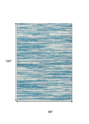 Homeroots 3' Abstract Washable Indoor Outdoor Area Rug - Durable, Stylish, And Easy To Maintain For Any Space Teal Blue Polyester 613130
