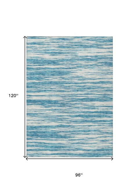 Homeroots 3' Abstract Washable Indoor Outdoor Area Rug - Durable, Stylish, And Easy To Maintain For Any Space Teal Blue Polyester 613130