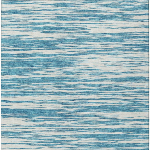 Homeroots 3' Abstract Washable Indoor Outdoor Area Rug - Durable, Stylish, And Easy To Maintain For Any Space Teal Blue Polyester 613131