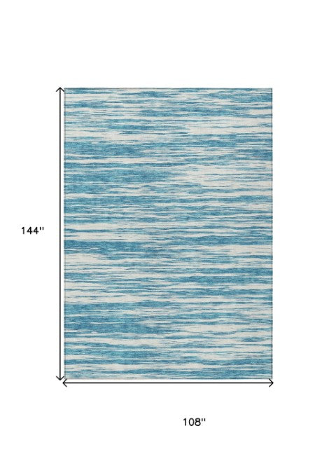 Homeroots 3' Abstract Washable Indoor Outdoor Area Rug - Durable, Stylish, And Easy To Maintain For Any Space Teal Blue Polyester 613131