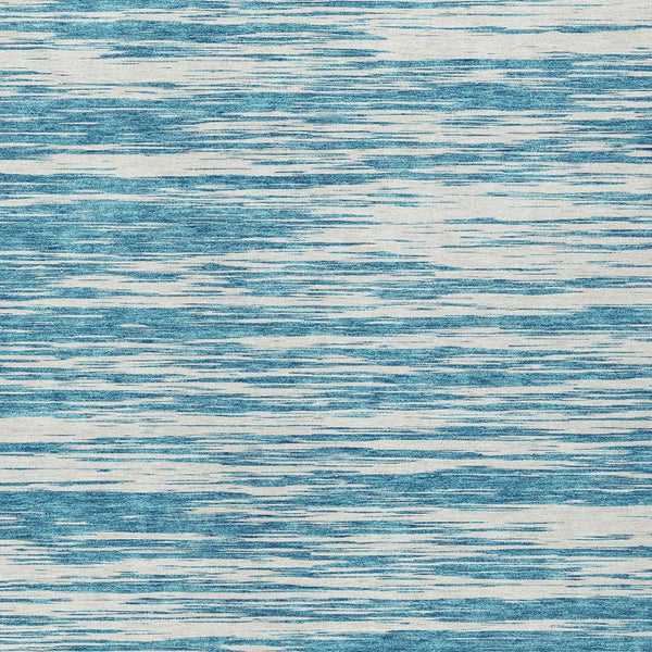 Homeroots 3' Abstract Washable Indoor Outdoor Area Rug - Durable, Stylish, And Easy To Maintain For Any Space Teal Blue Polyester 613132