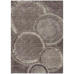 Homeroots 3' X 5' Beige Faux Bois Washable Area Rug - Stylish Indoor Outdoor Design For Any Space Chocolate Polyester 613133