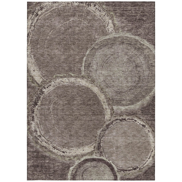 Homeroots 3' X 5' Beige Faux Bois Washable Area Rug - Stylish Indoor Outdoor Design For Any Space Chocolate Polyester 613134