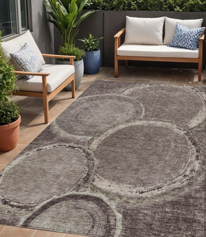 HomeRoots 5' Chocolate and Beige Faux Bois Area Rug - Stylish, Washable, Durable for Indoor and Outdoor Use 5' X 8' 613134