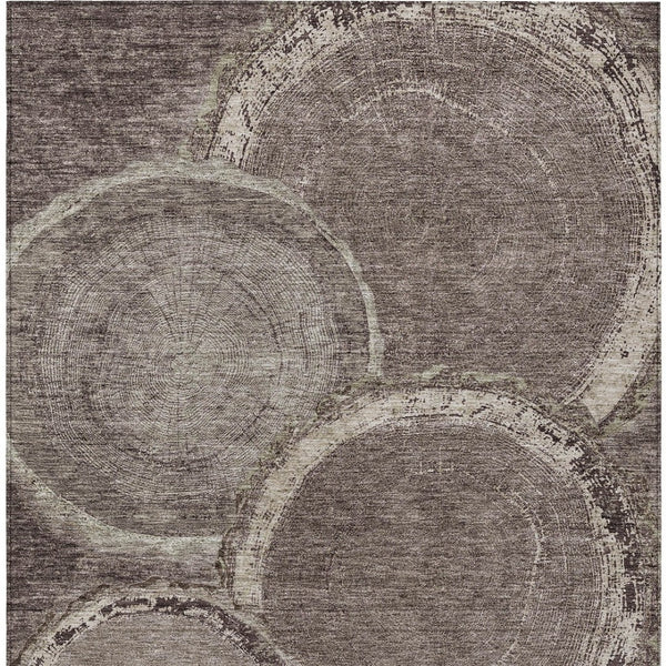 Homeroots 3' X 5' Beige Faux Bois Washable Area Rug - Stylish Indoor Outdoor Design For Any Space Chocolate Polyester 613134