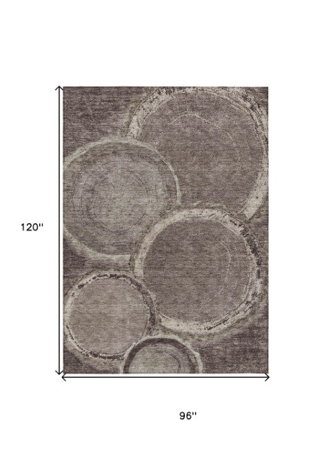 Homeroots 3' X 5' Beige Faux Bois Washable Area Rug - Stylish Indoor Outdoor Design For Any Space Chocolate Polyester 613136