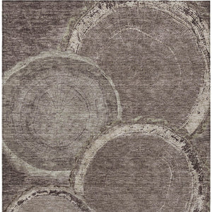 Homeroots 3' X 5' Beige Faux Bois Washable Area Rug - Stylish Indoor Outdoor Design For Any Space Chocolate Polyester 613137