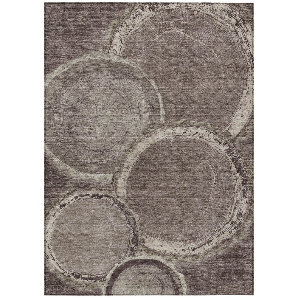 HomeRoots 9' X 12' Chocolate & Beige Faux Bois Area Rug - Washable, Durable, Stylish for Indoor & Outdoor Use 613137