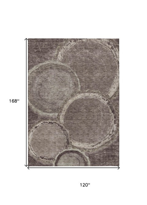 Homeroots 3' X 5' Beige Faux Bois Washable Area Rug - Stylish Indoor Outdoor Design For Any Space Chocolate Polyester 613138