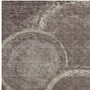 Homeroots 3' X 5' Beige Faux Bois Washable Area Rug - Stylish Indoor Outdoor Design For Any Space Chocolate Polyester 613138