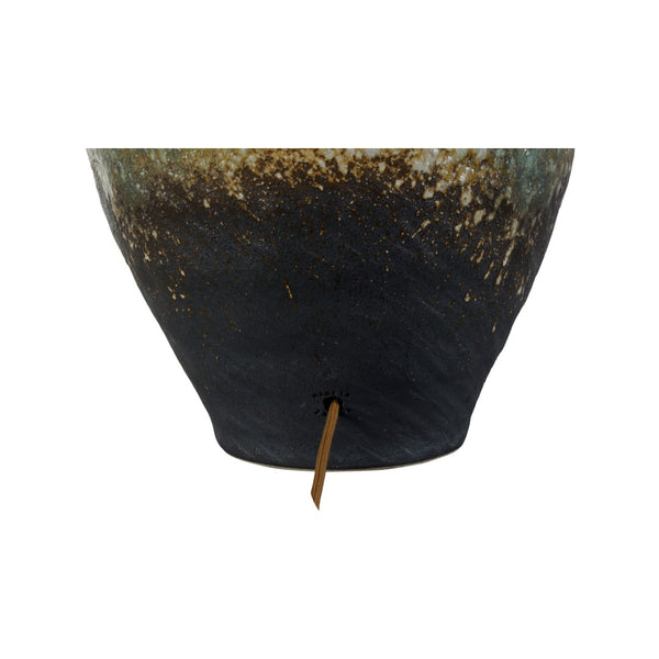 Wildwood Daichi Handcrafted Japanese Ceramic Table Lamp — Shiga Kiln Glaze, Linen Shade, Blue-Green Variations 61314-2